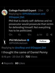 Screenshot of Mickelson's response to a fan / X: @PhilMickelson